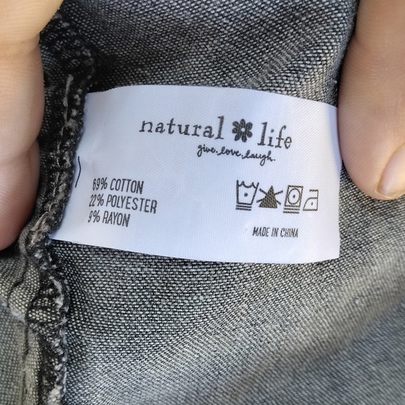 Natural Life Gray Denim JJ Jumper Pockets Adjustable Straps Size XS - Picture 7 of 9